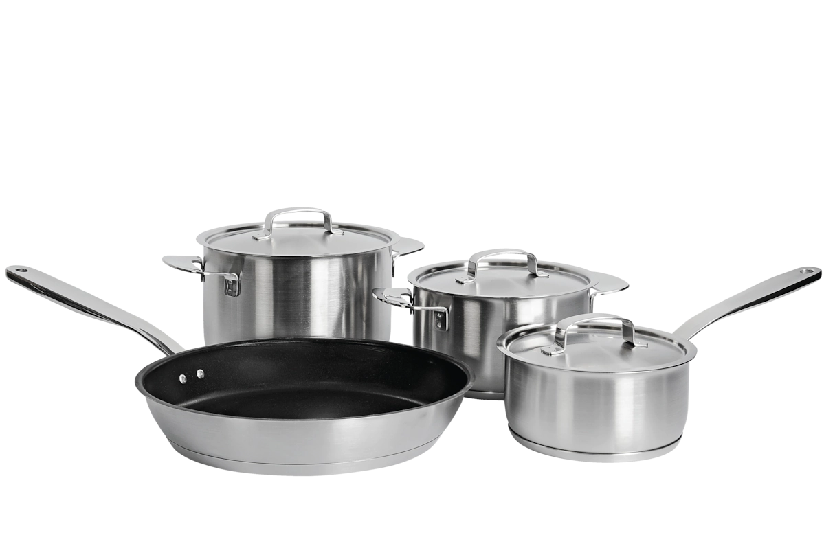 Комплект посуды All Steel с логотипом Miele 4 предмета KMTS 5704-2 Miele купить в Хабаровске | Всегда в наличии! | Артикул 11945190 | Официальный сайт